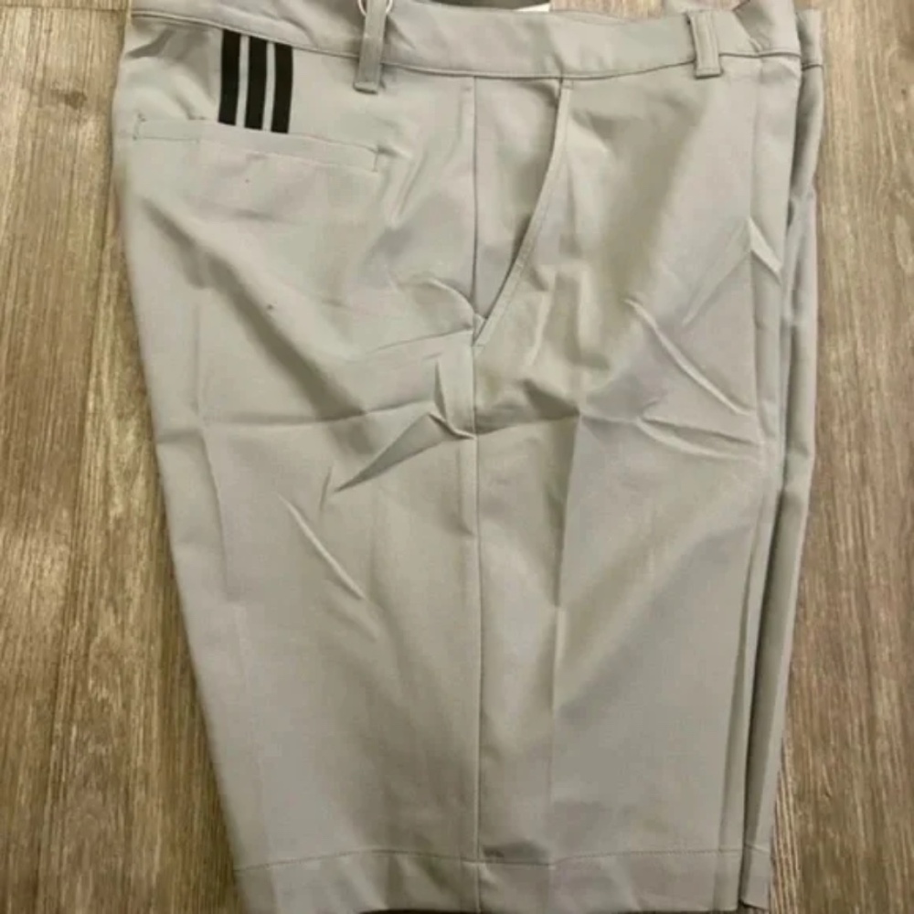 Adidas Mens Golf Shorts Light Grey Three Stripe Athletic Performance Size 34